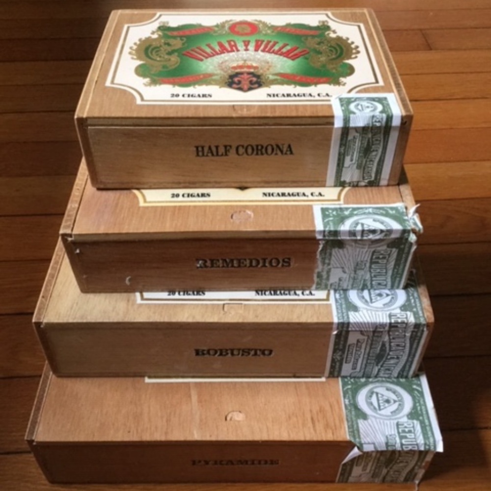 Vintage Wood Cigar Box Set of 4  Collectors Item